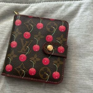 Louis Vuitton Murakami Cherry Zip Wallet - Brown & Red